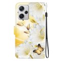 For Xiaomi Redmi Note 12 Pro+ Crystal Texture Colored Drawing Leather Phone Case(Gold Butterfly Epip