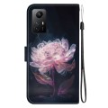 For Xiaomi Redmi Note 12S Crystal Texture Colored Drawing Leather Phone Case(Purple Peony)