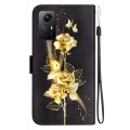 For Xiaomi Redmi Note 12S Crystal Texture Colored Drawing Leather Phone Case(Gold Butterfly Rose)