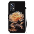 For Xiaomi 12 / 12X Crystal Texture Colored Drawing Leather Phone Case(Gold Peony)