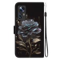For Xiaomi 12 / 12X Crystal Texture Colored Drawing Leather Phone Case(Black Rose)