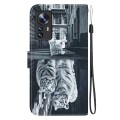 For Xiaomi 12 / 12X Crystal Texture Colored Drawing Leather Phone Case(Cat Tiger Reflection)