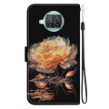 For Xiaomi Mi 10T Lite 5G Crystal Texture Colored Drawing Leather Phone Case(Gold Peony)