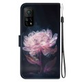For Xiaomi Mi 10T Pro 5G / 10T Pro Crystal Texture Colored Drawing Leather Phone Case(Purple Peony)