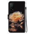 For Xiaomi Mi 10T Pro 5G / 10T Pro Crystal Texture Colored Drawing Leather Phone Case(Gold Peony)