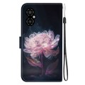 For Xiaomi Poco M4 5G Crystal Texture Colored Drawing Leather Phone Case(Purple Peony)
