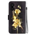 For Xiaomi Poco M4 5G Crystal Texture Colored Drawing Leather Phone Case(Gold Butterfly Rose)