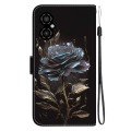 For Xiaomi Poco M4 5G Crystal Texture Colored Drawing Leather Phone Case(Black Rose)