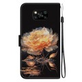 For Xiaomi Poco X3 NFC / X3 Crystal Texture Colored Drawing Leather Phone Case(Gold Peony)