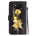 For Xiaomi Poco X3 NFC / X3 Crystal Texture Colored Drawing Leather Phone Case(Gold Butterfly Rose)