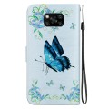 For Xiaomi Poco X3 NFC / X3 Crystal Texture Colored Drawing Leather Phone Case(Blue Pansies)