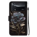 For Xiaomi Poco X4 Pro 5G Crystal Texture Colored Drawing Leather Phone Case(Black Rose)