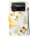 For Xiaomi Poco X4 Pro 5G Crystal Texture Colored Drawing Leather Phone Case(Gold Butterfly Epiphyll