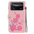 For Xiaomi Poco X4 Pro 5G Crystal Texture Colored Drawing Leather Phone Case(Cherry Blossoms)