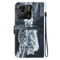 For Xiaomi Redmi 10A Crystal Texture Colored Drawing Leather Phone Case(Cat Tiger Reflection)