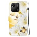 For Xiaomi Redmi 10A Crystal Texture Colored Drawing Leather Phone Case(Gold Butterfly Epiphyllum)