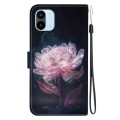 For Xiaomi Redmi A1 / A2 Crystal Texture Colored Drawing Leather Phone Case(Purple Peony)