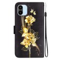 For Xiaomi Redmi A1 / A2 Crystal Texture Colored Drawing Leather Phone Case(Gold Butterfly Rose)