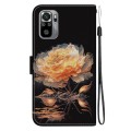 For Xiaomi Redmi Note 10 4G / Note 10S Crystal Texture Colored Drawing Leather Phone Case(Gold Peony