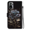 For Xiaomi Redmi Note 10 4G / Note 10S Crystal Texture Colored Drawing Leather Phone Case(Black Rose