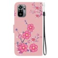 For Xiaomi Redmi Note 10 4G / Note 10S Crystal Texture Colored Drawing Leather Phone Case(Cherry Blo