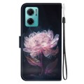 For Xiaomi Redmi 10 5G / Note 11E Crystal Texture Colored Drawing Leather Phone Case(Purple Peony)
