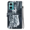 For Xiaomi Redmi 10 5G / Note 11E Crystal Texture Colored Drawing Leather Phone Case(Cat Tiger Refle