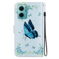 For Xiaomi Redmi 10 5G / Note 11E Crystal Texture Colored Drawing Leather Phone Case(Blue Pansies)