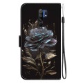 For Xiaomi Redmi 9 / 9 Prime Crystal Texture Colored Drawing Leather Phone Case(Black Rose)