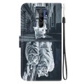 For Xiaomi Redmi 9 / 9 Prime Crystal Texture Colored Drawing Leather Phone Case(Cat Tiger Reflection