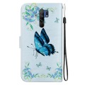 For Xiaomi Redmi 9 / 9 Prime Crystal Texture Colored Drawing Leather Phone Case(Blue Pansies)