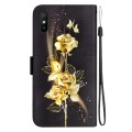 For Xiaomi Redmi 9A Crystal Texture Colored Drawing Leather Phone Case(Gold Butterfly Rose)