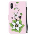 For Xiaomi Redmi 9A Crystal Texture Colored Drawing Leather Phone Case(Lily)