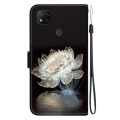 For Xiaomi Redmi 9C Crystal Texture Colored Drawing Leather Phone Case(Crystal Peony)