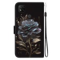 For Xiaomi Redmi 9C Crystal Texture Colored Drawing Leather Phone Case(Black Rose)