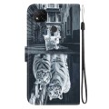 For Xiaomi Redmi 9C Crystal Texture Colored Drawing Leather Phone Case(Cat Tiger Reflection)