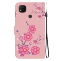 For Xiaomi Redmi 9C Crystal Texture Colored Drawing Leather Phone Case(Cherry Blossoms)