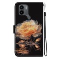 For Xiaomi Redmi A1+ / Poco C50 Crystal Texture Colored Drawing Leather Phone Case(Gold Peony)
