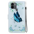 For Xiaomi Redmi A1+ / Poco C50 Crystal Texture Colored Drawing Leather Phone Case(Blue Pansies)