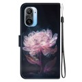 For Xiaomi Redmi K40 / K40 Pro Crystal Texture Colored Drawing Leather Phone Case(Purple Peony)