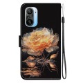 For Xiaomi Redmi K40 / K40 Pro Crystal Texture Colored Drawing Leather Phone Case(Gold Peony)