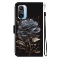 For Xiaomi Redmi K40 / K40 Pro Crystal Texture Colored Drawing Leather Phone Case(Black Rose)