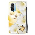 For Xiaomi Redmi K40 / K40 Pro Crystal Texture Colored Drawing Leather Phone Case(Gold Butterfly Ep