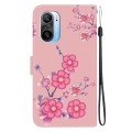 For Xiaomi Redmi K40 / K40 Pro Crystal Texture Colored Drawing Leather Phone Case(Cherry Blossoms)