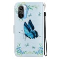 For Xiaomi Redmi K40 / K40 Pro Crystal Texture Colored Drawing Leather Phone Case(Blue Pansies)