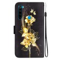 For Xiaomi Redmi Note 8 Crystal Texture Colored Drawing Leather Phone Case(Gold Butterfly Rose)