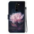 For Xiaomi Redmi Note 8 Pro Crystal Texture Colored Drawing Leather Phone Case(Purple Peony)