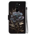 For Xiaomi Redmi Note 8 Pro Crystal Texture Colored Drawing Leather Phone Case(Black Rose)