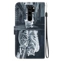 For Xiaomi Redmi Note 8 Pro Crystal Texture Colored Drawing Leather Phone Case(Cat Tiger Reflection)