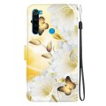 For Xiaomi Redmi Note 8T Crystal Texture Colored Drawing Leather Phone Case(Gold Butterfly Epiphyllu